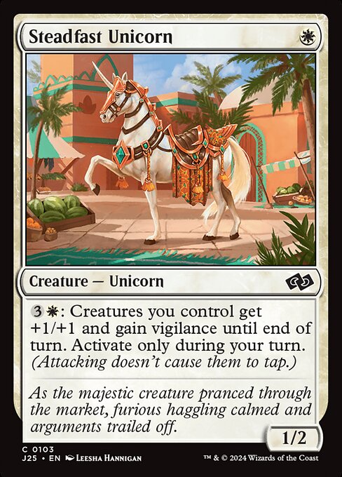 {3}{W}: Creatures you control get +1/+1 and gain vigilance until end of turn. Activate only during your turn. (Attacking doesn't cause them to tap.)
