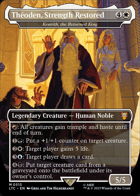 {R}: All creatures gain trample and haste until end of turn.
{1}{G}: Put a +1/+1 counter on target creature.
{2}{W}: Target player gains 5 life.
{3}{U}: Target player draws a card.
{4}{B}: Put target creature card from a graveyard onto the battlefield under its owner's control.