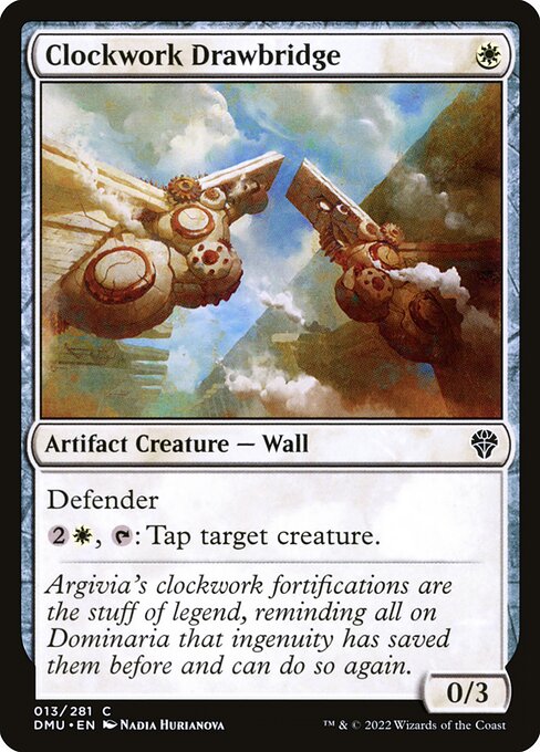 Defender
{2}{W}, {T}: Tap target creature.