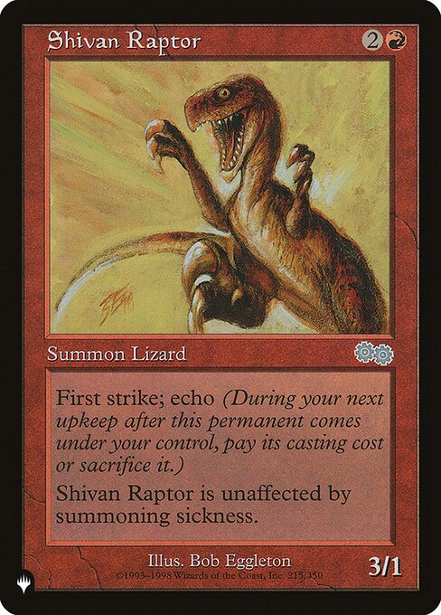First strike, haste
Echo {2}{R} (At the beginning of your upkeep, if this came under your control since the beginning of your last upkeep, sacrifice it unless you pay its echo cost.)