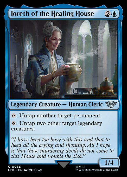 {T}: Untap another target permanent.
{T}: Untap two other target legendary creatures.