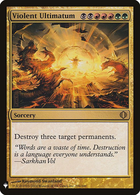 Destroy three target permanents.