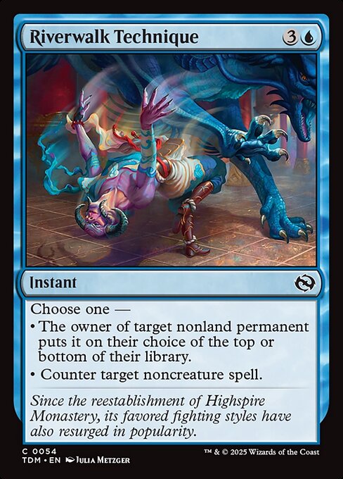 Choose one —
• The owner of target nonland permanent puts it on their choice of the top or bottom of their library.
• Counter target noncreature spell.