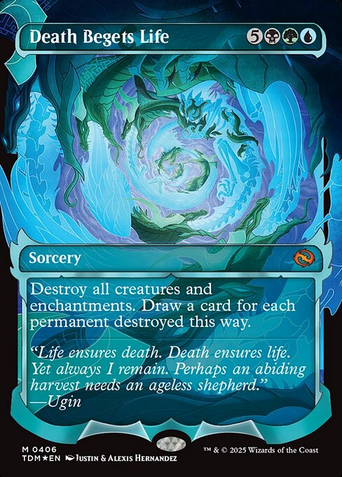 Destroy all creatures and enchantments. Draw a card for each permanent destroyed this way.