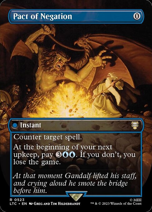 Counter target spell.
At the beginning of your next upkeep, pay {3}{U}{U}. If you don't, you lose the game.