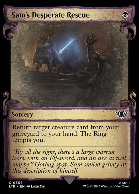 Return target creature card from your graveyard to your hand. The Ring tempts you.