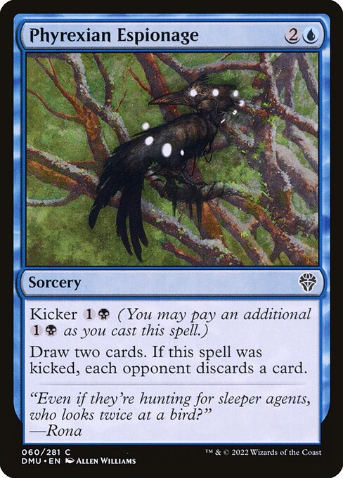 Kicker {1}{B} (You may pay an additional {1}{B} as you cast this spell.)
Draw two cards. If this spell was kicked, each opponent discards a card.