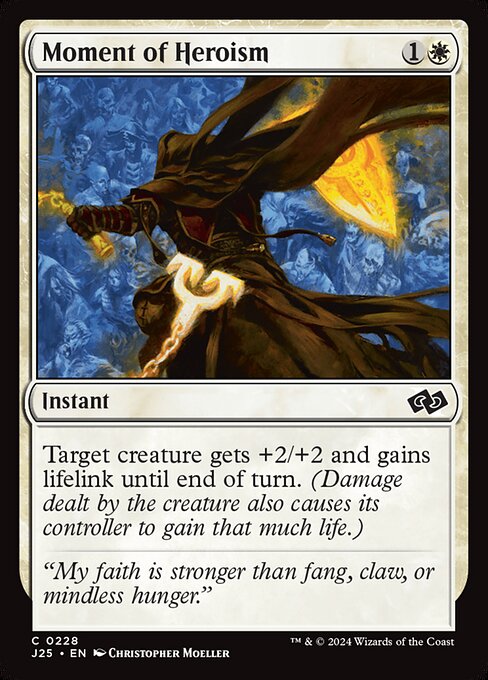 Target creature gets +2/+2 and gains lifelink until end of turn. (Damage dealt by the creature also causes its controller to gain that much life.)