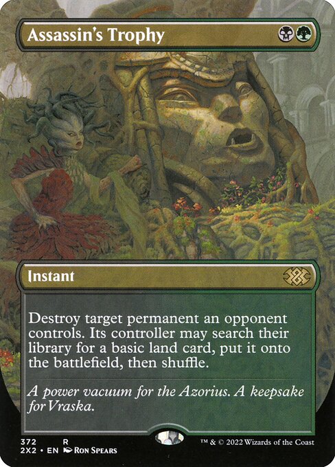 Destroy target permanent an opponent controls. Its controller may search their library for a basic land card, put it onto the battlefield, then shuffle.