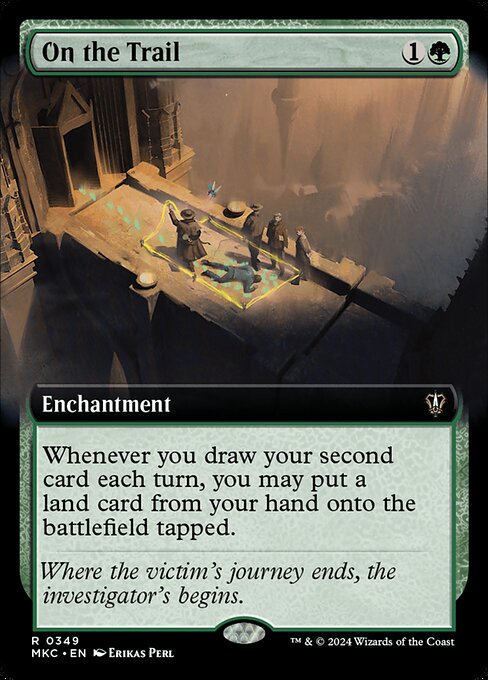 Whenever you draw your second card each turn, you may put a land card from your hand onto the battlefield tapped.