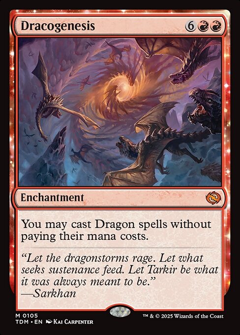 You may cast Dragon spells without paying their mana costs.