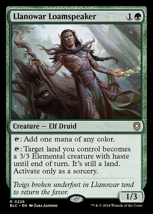{T}: Add one mana of any color.
{T}: Target land you control becomes a 3/3 Elemental creature with haste until end of turn. It's still a land. Activate only as a sorcery.