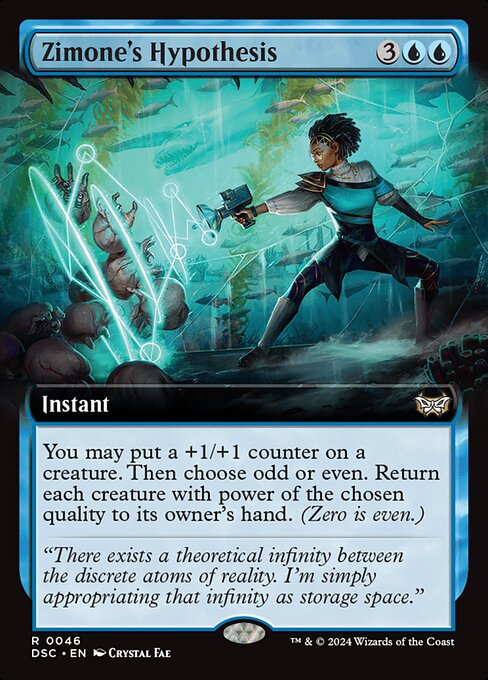 You may put a +1/+1 counter on a creature. Then choose odd or even. Return each creature with power of the chosen quality to its owner's hand. (Zero is even.)