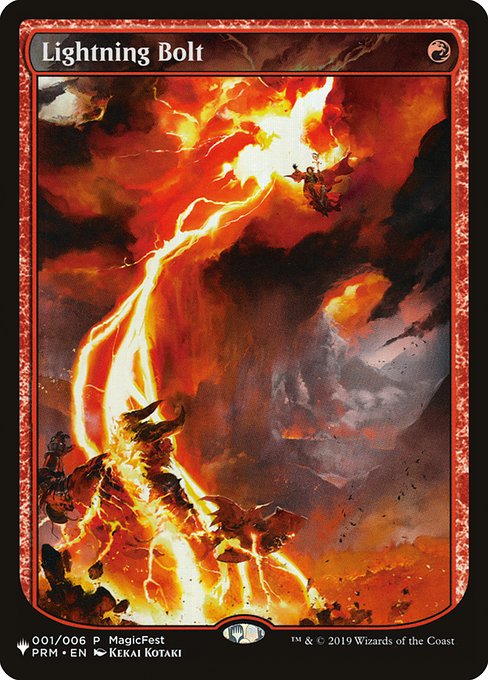 Lightning Bolt deals 3 damage to any target.