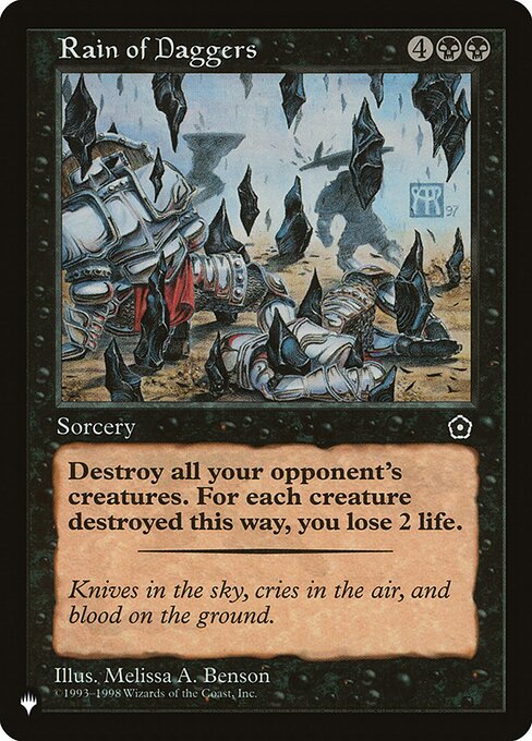 Destroy all creatures target opponent controls. You lose 2 life for each creature destroyed this way.