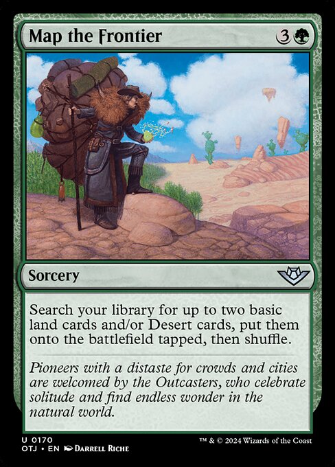Search your library for up to two basic land cards and/or Desert cards, put them onto the battlefield tapped, then shuffle.