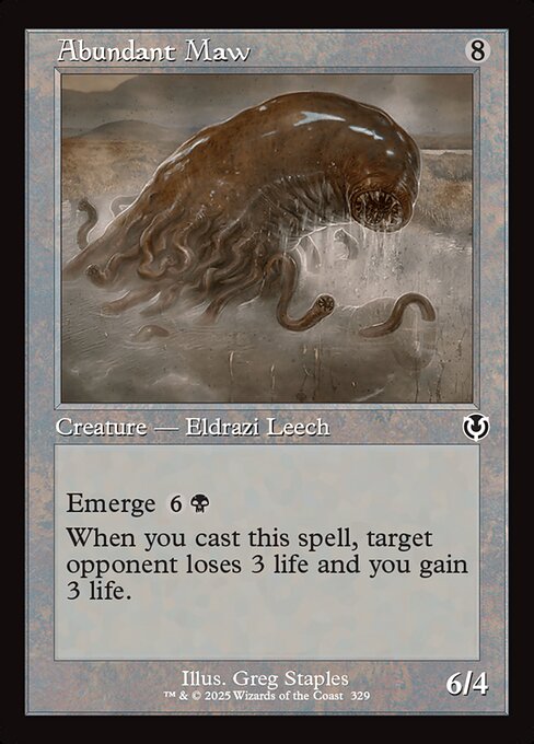 Emerge {6}{B} (You may cast this spell by sacrificing a creature and paying the emerge cost reduced by that creature's mana value.)
When you cast this spell, target opponent loses 3 life and you gain 3 life.