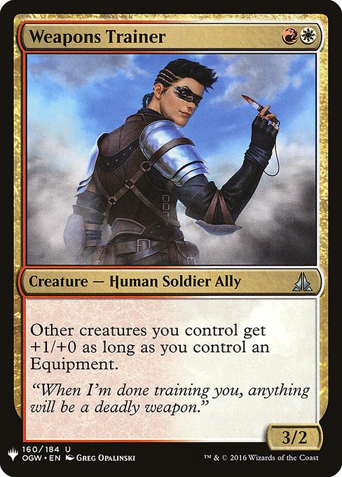 Other creatures you control get +1/+0 as long as you control an Equipment.