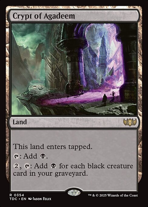 This land enters tapped.
{T}: Add {B}.
{2}, {T}: Add {B} for each black creature card in your graveyard.