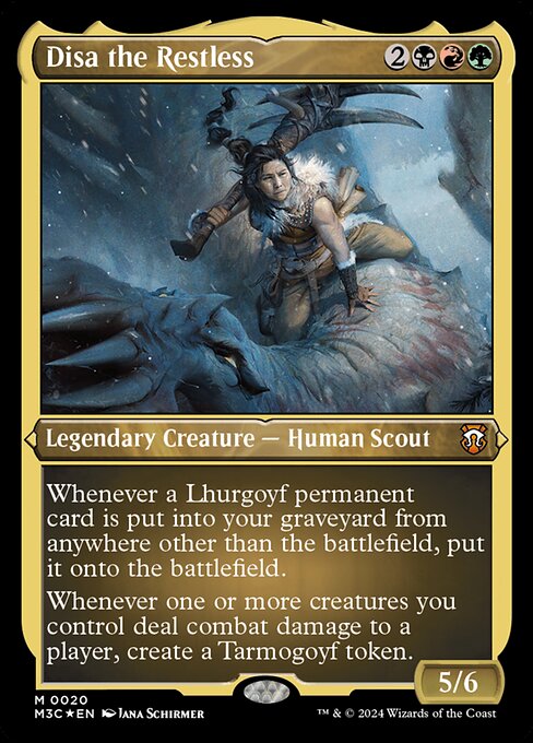 Whenever a Lhurgoyf permanent card is put into your graveyard from anywhere other than the battlefield, put it onto the battlefield.
Whenever one or more creatures you control deal combat damage to a player, create a Tarmogoyf token.