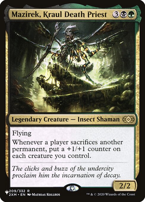 Flying
Whenever a player sacrifices another permanent, put a +1/+1 counter on each creature you control.