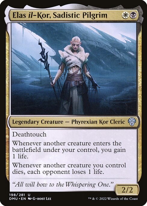 Deathtouch
Whenever another creature enters the battlefield under your control, you gain 1 life.
Whenever another creature you control dies, each opponent loses 1 life.
