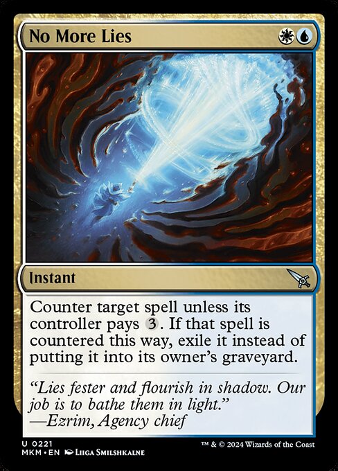 Counter target spell unless its controller pays {3}. If that spell is countered this way, exile it instead of putting it into its owner's graveyard.