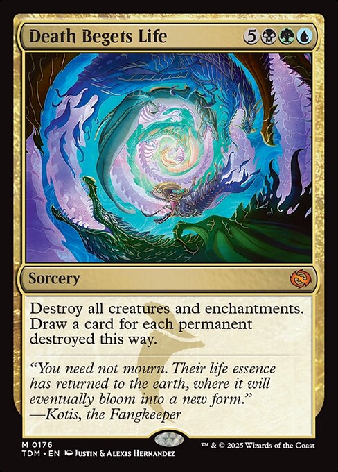 Destroy all creatures and enchantments. Draw a card for each permanent destroyed this way.