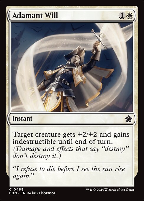 Target creature gets +2/+2 and gains indestructible until end of turn. (Damage and effects that say "destroy" don't destroy it.)