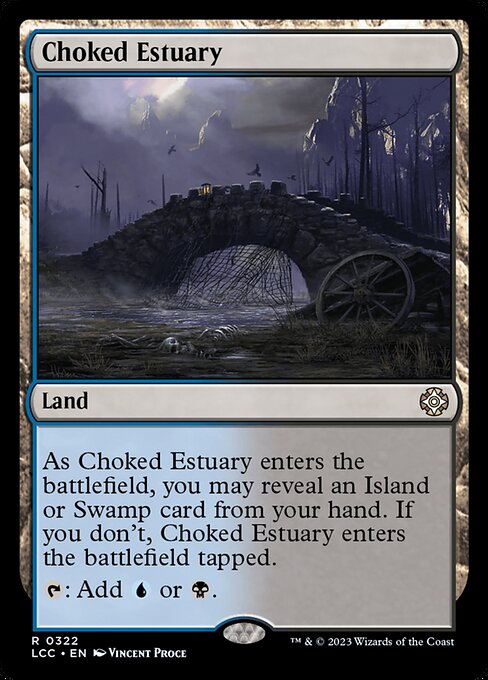 As this land enters, you may reveal an Island or Swamp card from your hand. If you don't, this land enters tapped.
{T}: Add {U} or {B}.
