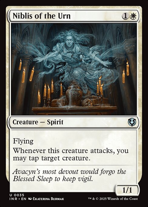 Flying
Whenever Niblis of the Urn attacks, you may tap target creature.