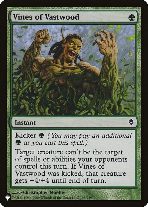 Kicker {G} (You may pay an additional {G} as you cast this spell.)
Target creature can't be the target of spells or abilities your opponents control this turn. If this spell was kicked, that creature gets +4/+4 until end of turn.