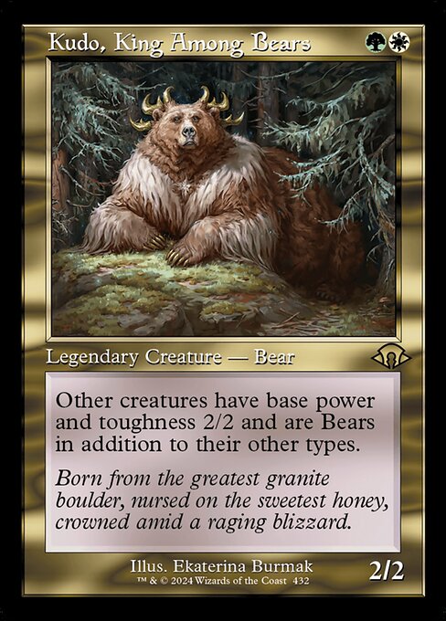 Other creatures have base power and toughness 2/2 and are Bears in addition to their other types.