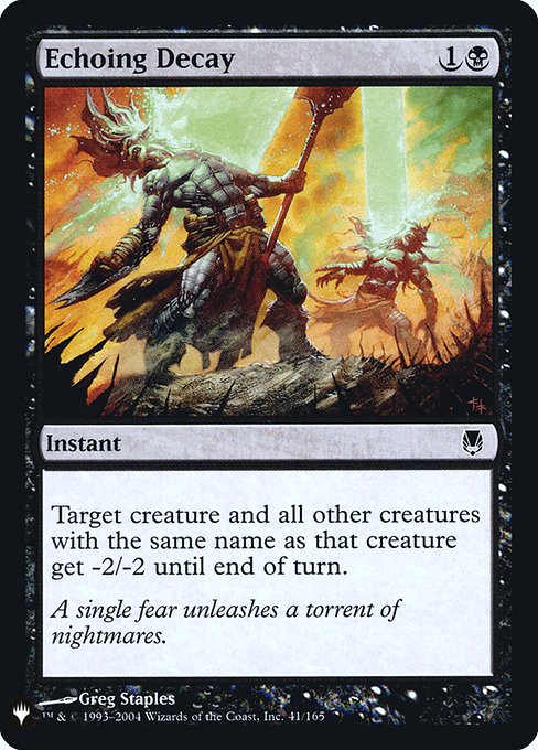 Target creature and all other creatures with the same name as that creature get -2/-2 until end of turn.