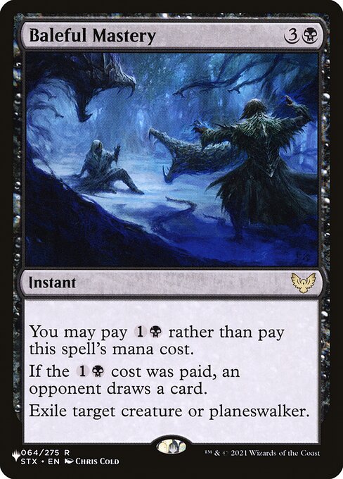 You may pay {1}{B} rather than pay this spell's mana cost.
If the {1}{B} cost was paid, an opponent draws a card.
Exile target creature or planeswalker.
