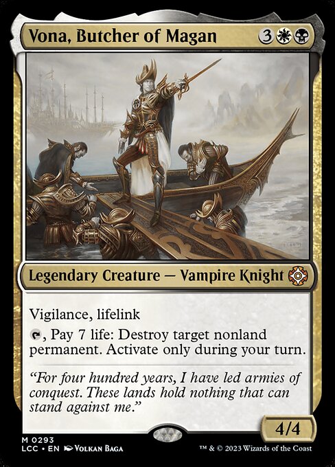 Vigilance, lifelink
{T}, Pay 7 life: Destroy target nonland permanent. Activate only during your turn.