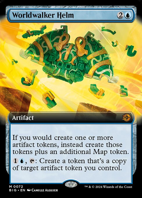 If you would create one or more artifact tokens, instead create those tokens plus an additional Map token. (It's an artifact with "{1}, {T}, Sacrifice this artifact: Target creature you control explores. Activate only as a sorcery.")
{1}{U}, {T}: Create a token that's a copy of target artifact token you control.
