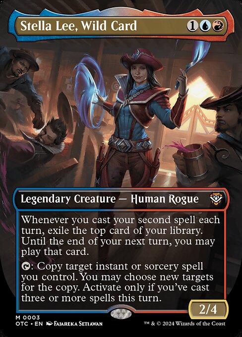 Whenever you cast your second spell each turn, exile the top card of your library. Until the end of your next turn, you may play that card.
{T}: Copy target instant or sorcery spell you control. You may choose new targets for the copy. Activate only if you've cast three or more spells this turn.