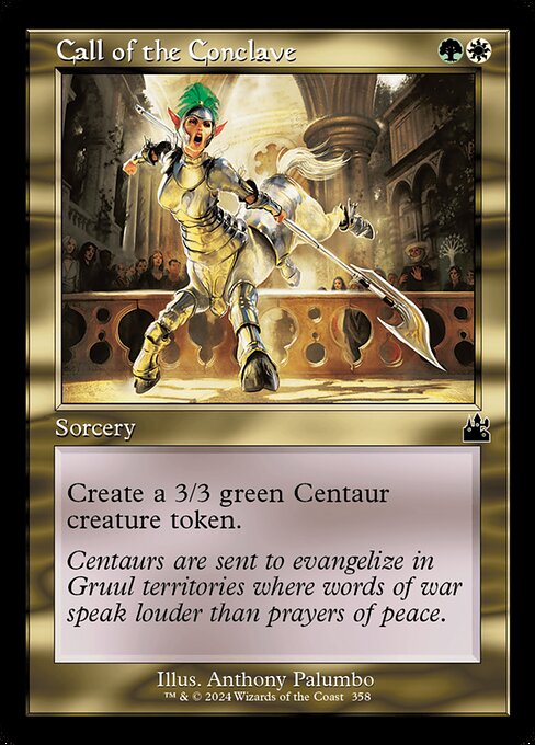 Create a 3/3 green Centaur creature token.