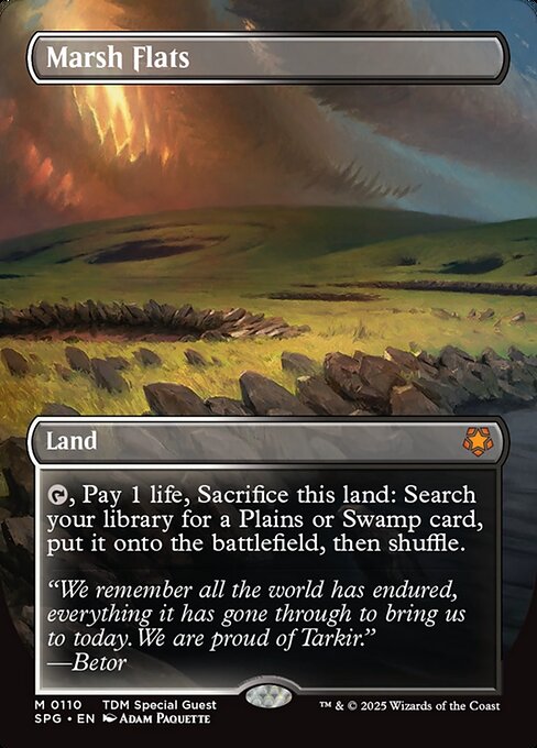 {T}, Pay 1 life, Sacrifice this land: Search your library for a Plains or Swamp card, put it onto the battlefield, then shuffle.