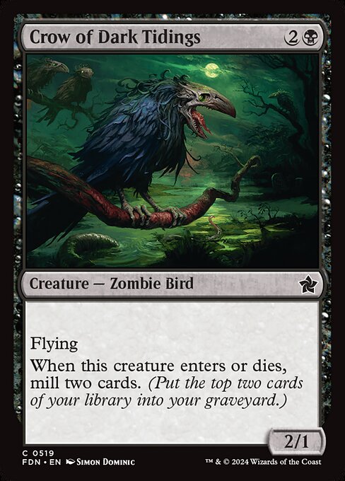 Flying
When this creature enters or dies, mill two cards. (Put the top two cards of your library into your graveyard.)