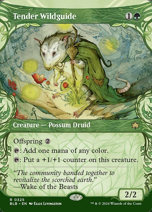 Offspring {2} (You may pay an additional {2} as you cast this spell. If you do, when this creature enters, create a 1/1 token copy of it.)
{T}: Add one mana of any color.
{T}: Put a +1/+1 counter on this creature.