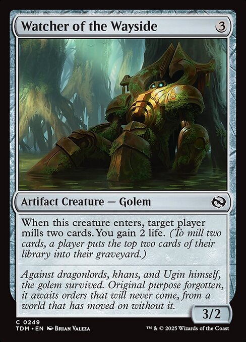 When this creature enters, target player mills two cards. You gain 2 life. (To mill two cards, a player puts the top two cards of their library into their graveyard.)