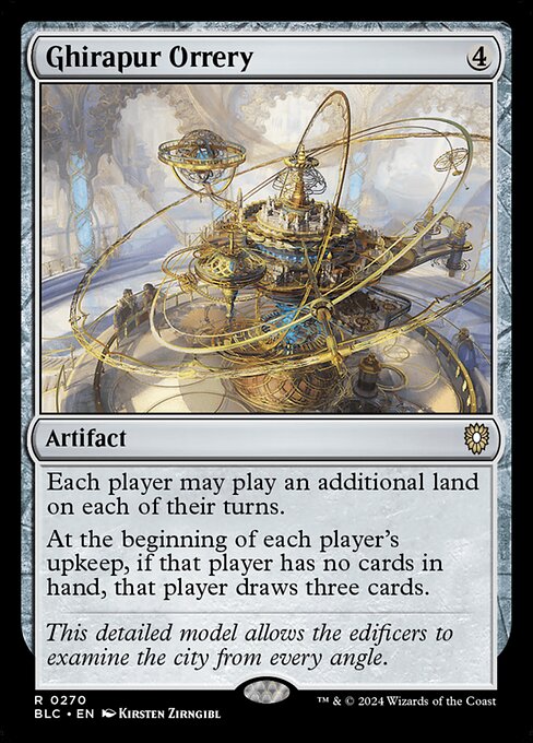 Each player may play an additional land on each of their turns.
At the beginning of each player's upkeep, if that player has no cards in hand, that player draws three cards.