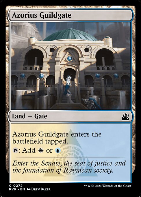 Azorius Guildgate enters the battlefield tapped.
{T}: Add {W} or {U}.