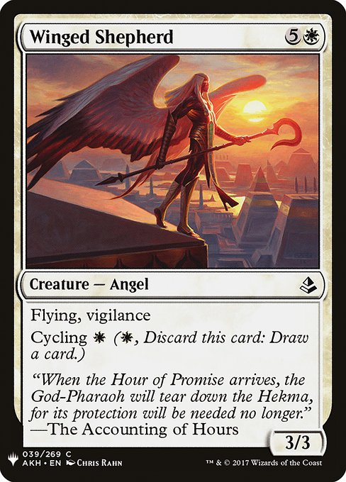Flying, vigilance
Cycling {W} ({W}, Discard this card: Draw a card.)