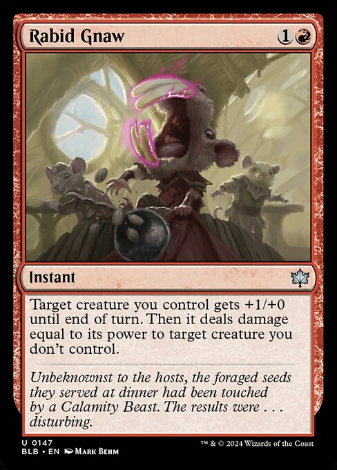 Target creature you control gets +1/+0 until end of turn. Then it deals damage equal to its power to target creature you don't control.