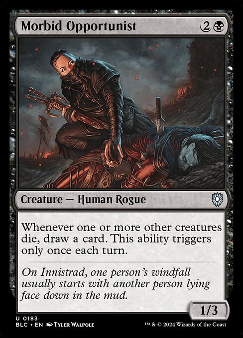 Whenever one or more other creatures die, draw a card. This ability triggers only once each turn.