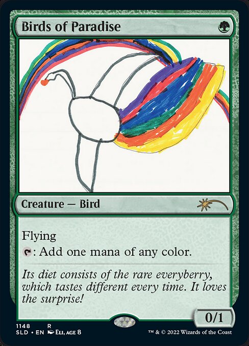 Flying
{T}: Add one mana of any color.