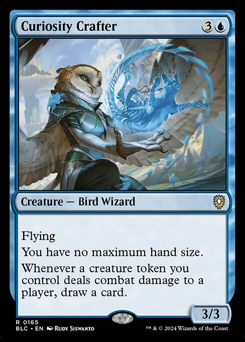 Flying
You have no maximum hand size.
Whenever a creature token you control deals combat damage to a player, draw a card.